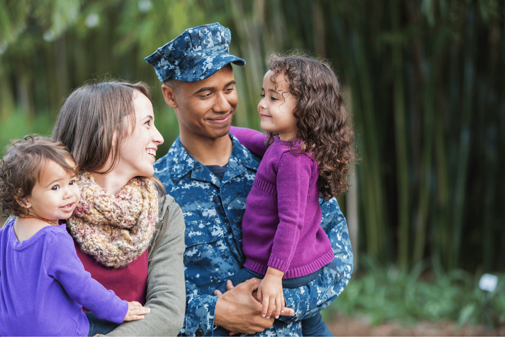 Military serviceman with his family