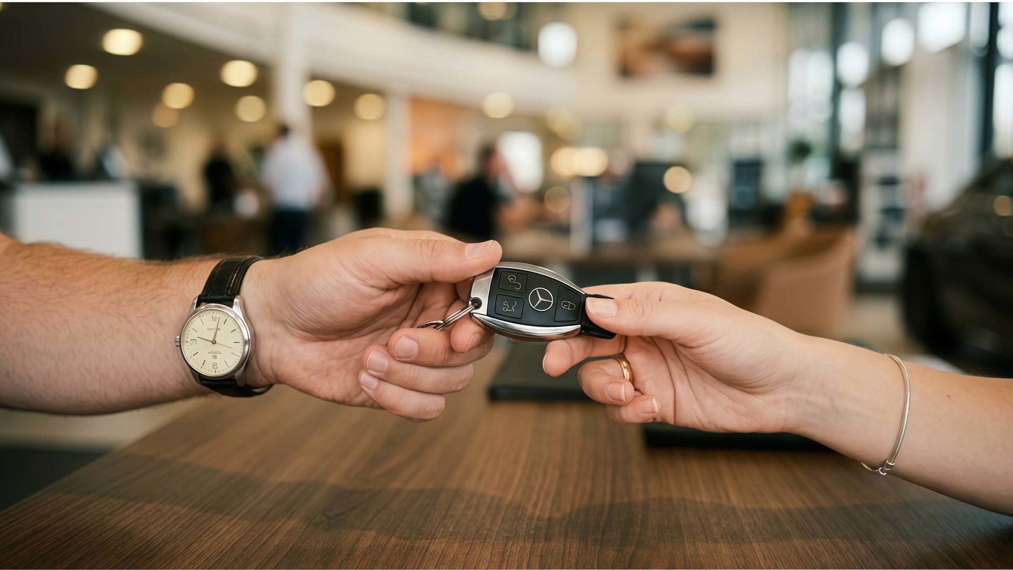 Car keys being handed over after a successful used car purchase in Florida