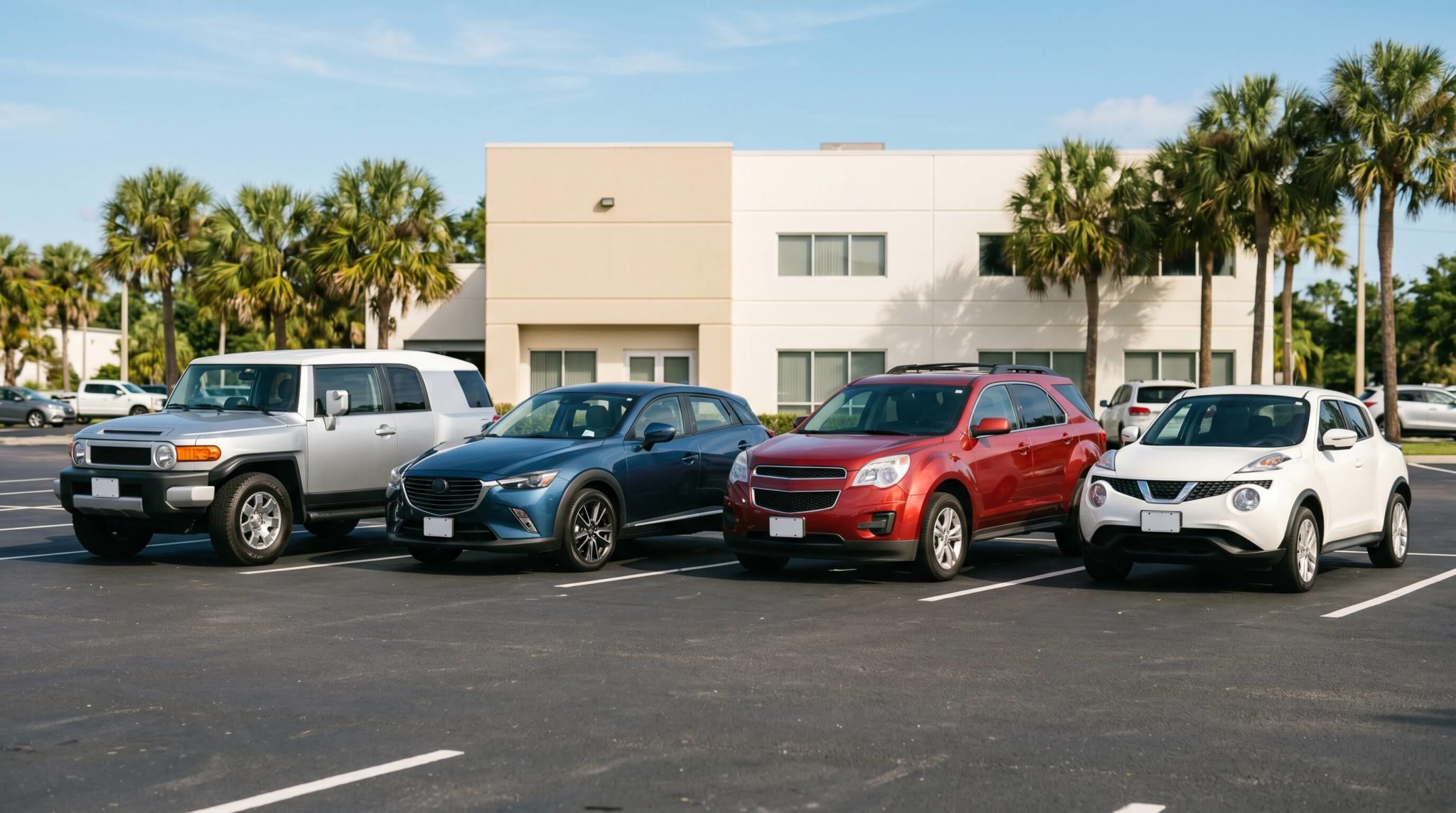 Affordable used SUVs on a Florida dealership lot