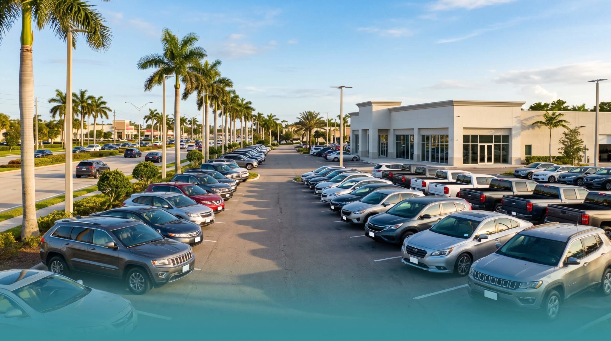 Clean used car dealership lot on Beal Parkway in Fort Walton Beach, Florida