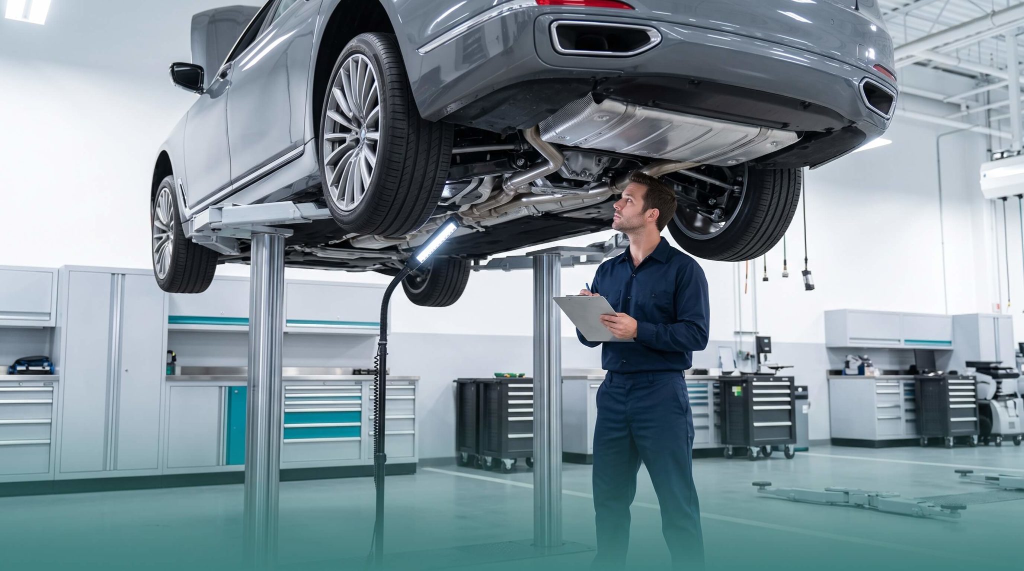 Certified pre-owned luxury car being inspected at a Florida dealership