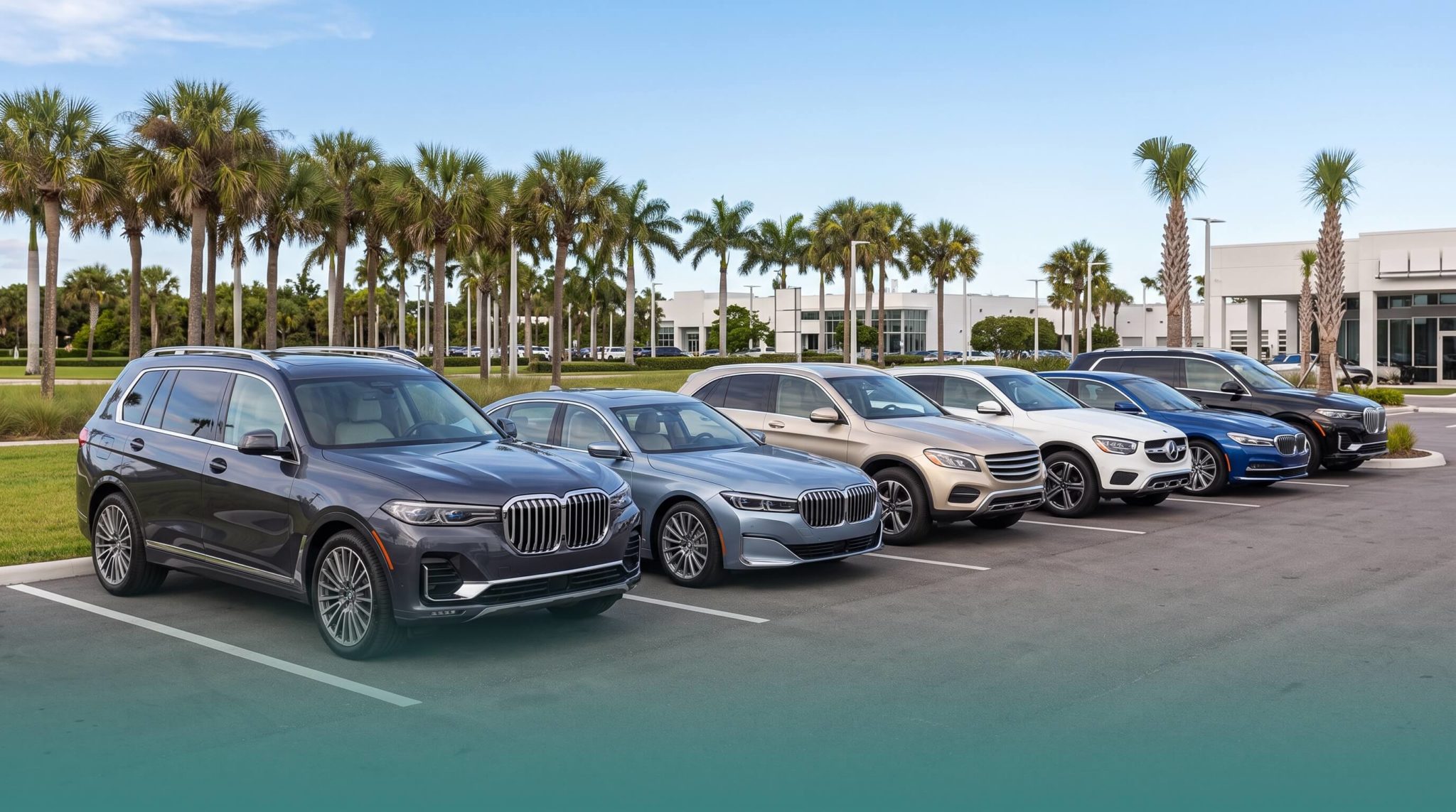 Pre-owned luxury cars under $40K on a Florida dealership lot