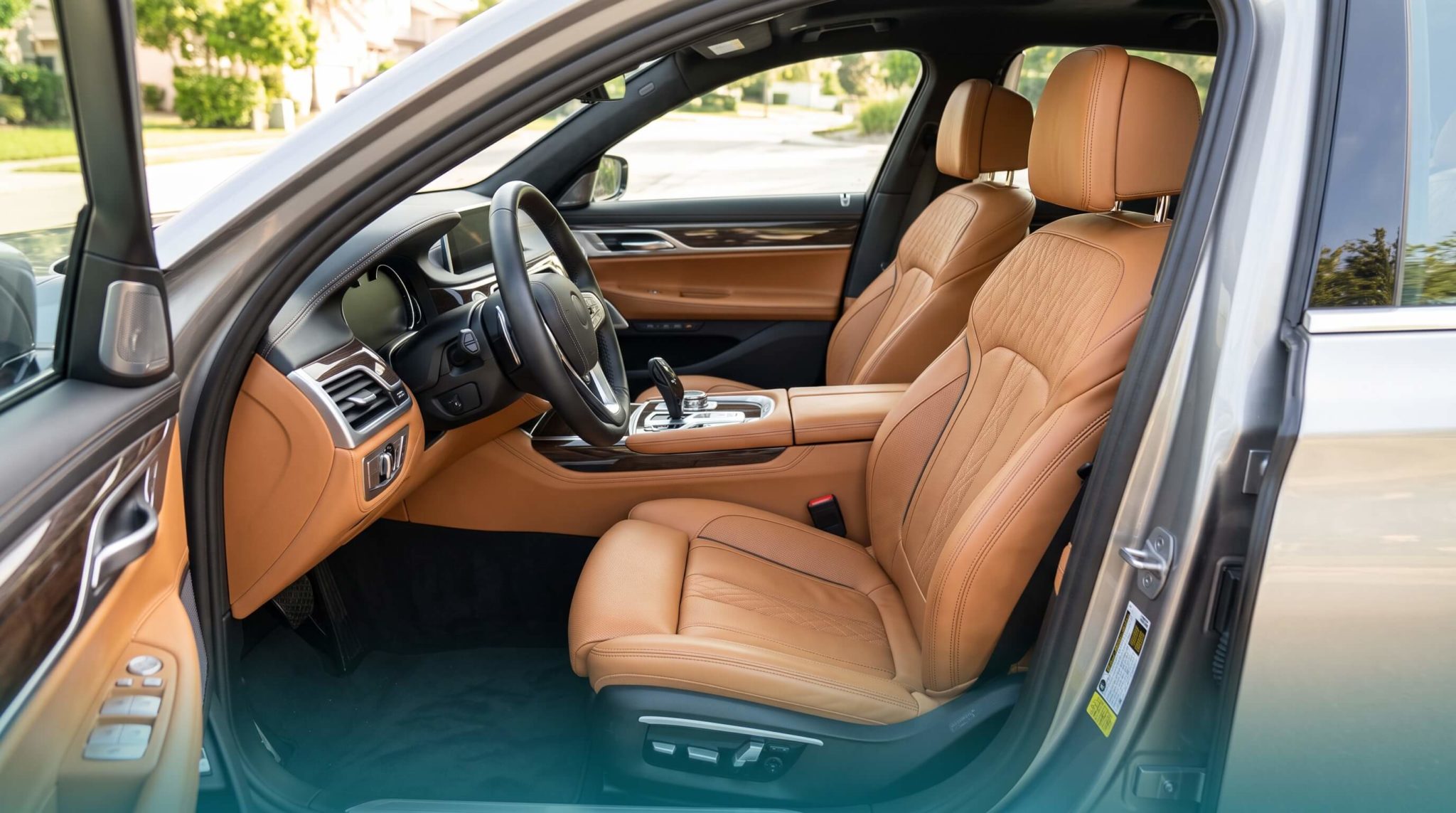 Comfortable leather interior of a used luxury sedan